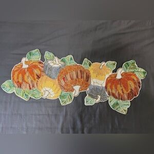 BEADED FALL PUMPKIN TABLE RUNNER Autumn Leaf Thanksgiving